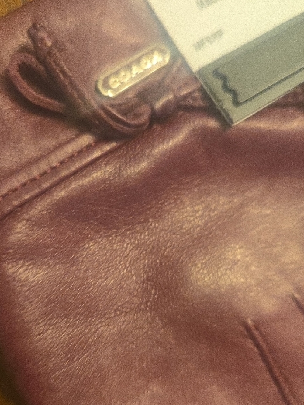 Coach Men's Leather Gloves in Deep Burgundy - Picture 5 of 11
